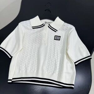 Miu Miu Kids Polo with Black and White Stripes